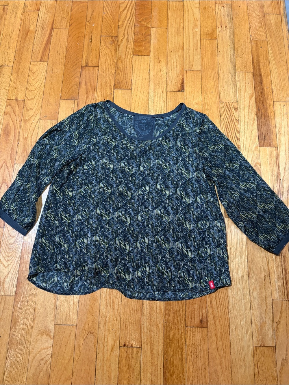Esprit Patterned Long Sleeve Top - Black & Olive ( 1171 )
